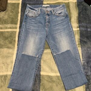 Flying Monkey Light Blue Cropped Jeans with Knee Slits